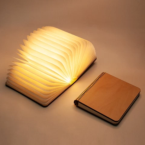 LED Foldable Wooden Book Lamp Flip Folding Book Light Colorful USB Paper Reading Table Night Light