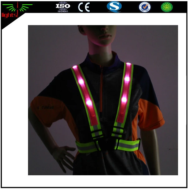 led lighted flash luminous reflective tape battery operated net safety vest t-shirt clothing and belt for night running jogging