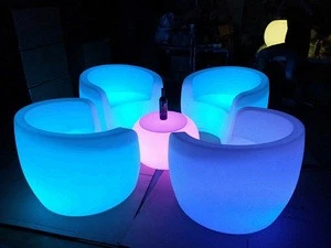 LED  lighting sofa furniture night club plastic sofa set Led Glowing Sofa