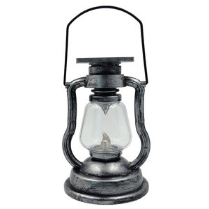 Longshun wholesale garden solar battery powered antique retro style kerosene lamp oil lantern