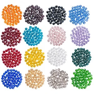 Lot 800pcs 6mm Briolette Gass Rondelle Flat Crystal Beads Finding Spacer for Jewelry Making Assorted Colors Supplies Bracelet