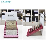 Lucky Factory Customized Table Top Stone Sample Display Racks Granite Desk Stand Ceramic Tiles Countertop Quartz Wooden Display