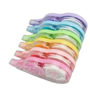 LULAND  White Sticker Office Study Essential Tool 6Pcs Multicolor Roller Correction Tape