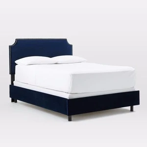 Luxury high back velvet fabric bedroom furniture set bed