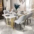 Import Luxury Marble Dining Table  Marble Top Dining Table Set Simple Gold Legs Cafe Marble Dining Table Set 6 Seater from China