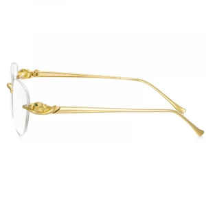 Luxury18k Gold Glasses Frames Fashion Customizable Eyewears Natural gem diamond glasses buffalo horn glasses