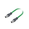 M12 cable connector 12pin A-Code,X-Code straight male to female circular waterproof connector molded with 1m cable