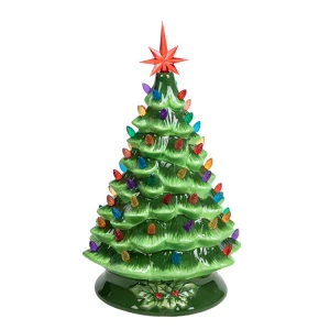 Mains powered colorful lighting beads tabletop Lighted Ceramic Christmas Tree