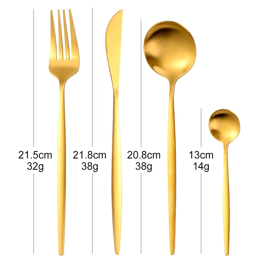 Matte Stainless Steel Copper Silverware Modern Metal Gold Cutlery Set Wedding Flatware