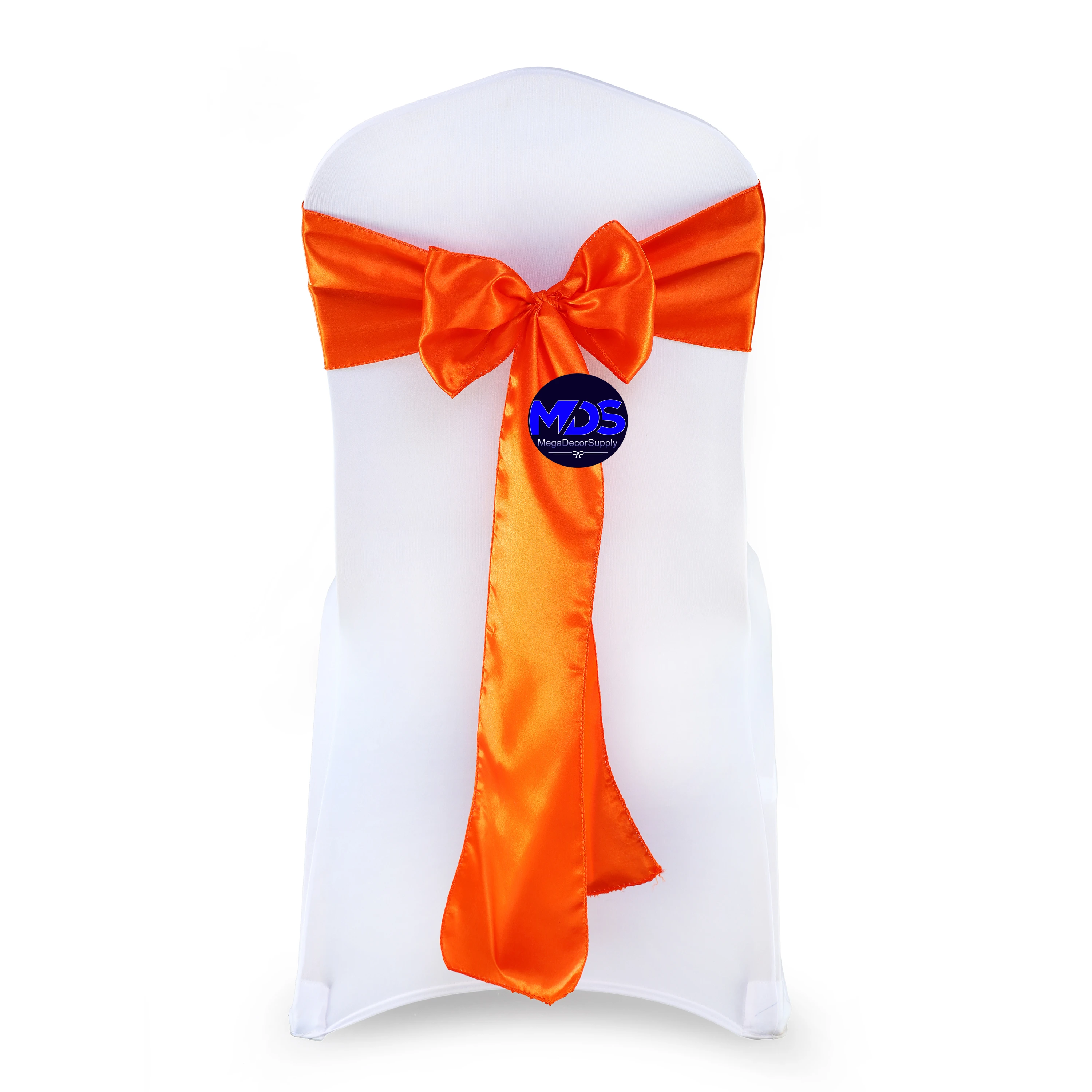 MDS Satin Chair Sashes Bow sash for Wedding and Events Supplies Party Decoration Chair Cover sash -Orange