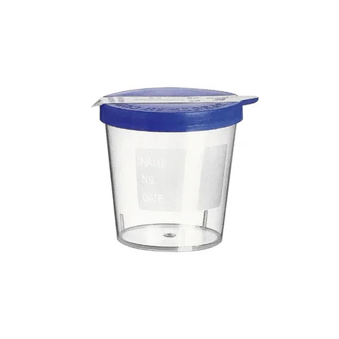 Medical disposable labeled urine container Open cover Sampling cup 40ml pellucida small hole urine and stool collector