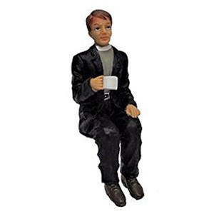 Melody Jane Dollhouse Clergyman Minister Sitting with Cup of Tea Resin People