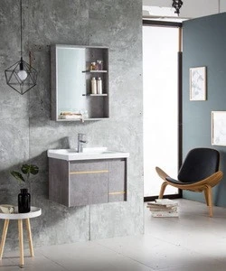 Modern Designs PVC Waterproof Bathroom Cabinet Sinks Best Quality PVC Bathroom Vanity With The Wall Mirror factory direct sale