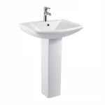 Modern Home White Ceramic Bathroom Unique Pedestal Lavatory Wash Basin Sinks