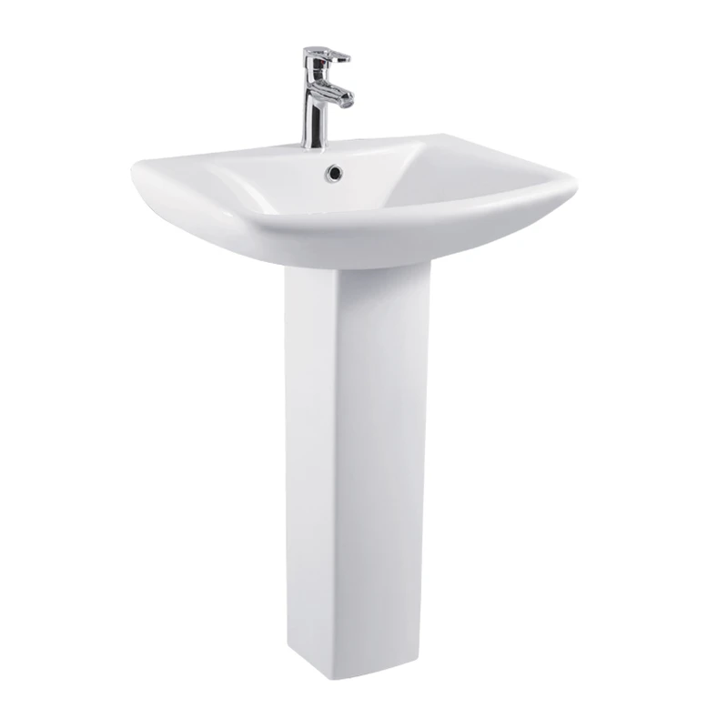 Modern Home White Ceramic Bathroom Unique Pedestal Lavatory Wash Basin Sinks
