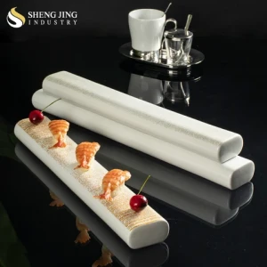 Modern Japanese Sashimi Ceramic Tray Ins Plates Dishes Oblong Porcelain Dessert Tray Long Strip Tray for Food Serving