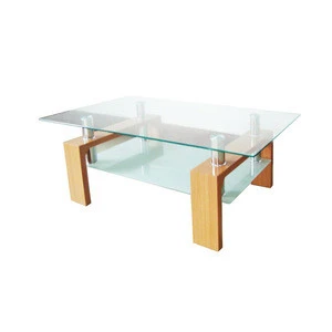 Modern Luxury Living Room Furniture Design Centre Wood Tempered Glass Coffee Table With MDF Frame CT008