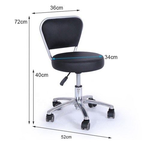 Modern Spa Salon Beauty Nail Furniture Adjustable Swivel Technician Black Pedicure Stool Chairs with Wheels