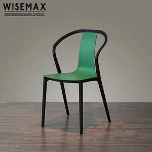 Modern stackable PP plastic dining colored chair for leisure outdoor