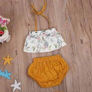 MS-92 Summer baby girl floral condole belt, cotton pure color shorts