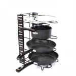 Mult-function Kitchen Storage Rack Creative Multi-layer Pot Cover Rack Black Iron Pot Holder