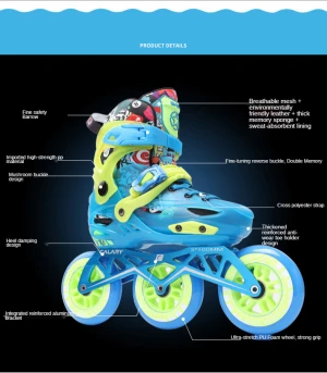 Multifunctional safety roller skates children adjustable high quality 3 wheels roller skates