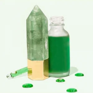 Natural green fluorite essential oil bottle beauty high roller gemstone point Gua Sha style sculpting tool