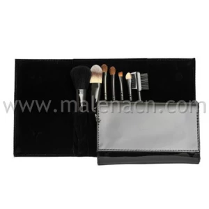 New 7PCS Cosmetic Makeup Brush with Shiny Black Pouch