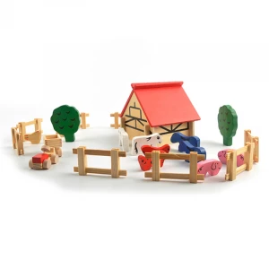 New arrival children simulation toy animal farm puzzle wooden play house