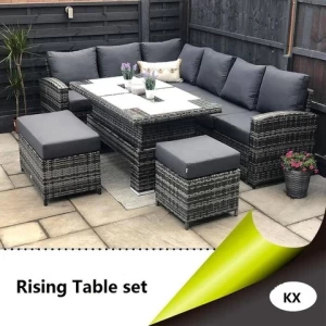 New Arrival Corner Sofa with Rising Table, Bench and Stool for Leisure Garden Outdoor Furniture Garden Set Rattan / Wicker