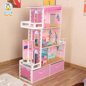 New Arrival Fancy Three Storeys Wooden Toy Doll House For Wholesale, Lovely Wooden Toy