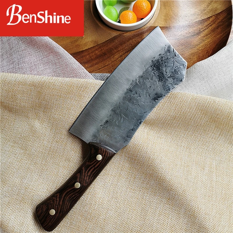 new arrival style handmade China chopper High Carbon Steel Kitchen chef cleaver butcher knife with Wenge wood wooden handle