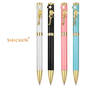 New ballpoint pen cuticle oil  with flower spray pen pocket clip ball_point_pen with custom logo