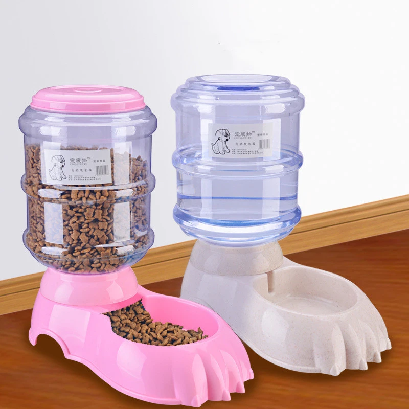 New Cute Self-Dispensing Gravity Pet Feeder and Waterer for Dogs Cats