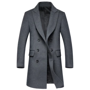 New design Classic fitted mens black trench coat for men