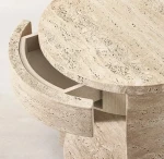 New Design Customized Interior Natural Stone Travertine Table Runner Round Stone Coffee Table Top Factory