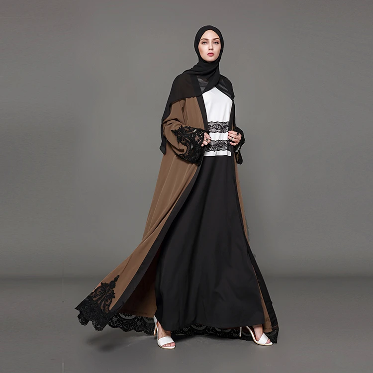New design factory custom printed embroidered muslim women abaya cardigan