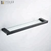 New Design Low MOQ Wholesale Black Wall Mount Cheap Shower Corner Bathroom Glass Shelf