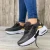 Import New large size casual sports shoes for women flying woven round head lace-up mesh ventilated daddy shoes from China