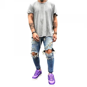 New style mens casual slim ripped fabrics jeans 2021