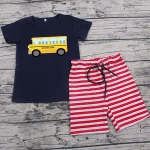 Newest boys cotton back to school vinyl clothing sets boutique clothes babies