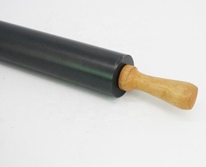 NON-STICK ALUMINUM ROLLING PIN WITH WOODEN HANDLE