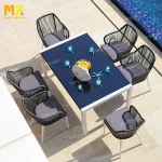 North America popular Factory direct weatherproof synthetic rattan wicker outside garden set de table rond