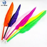 Novelty promotional logo print cheap feather quill ball pen
