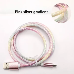 Nylon braided aluminum alloy leather data cable Micro5P mobile phone charging data cable typ-c universal data cable