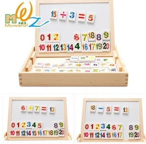 OEM wholesale Childrens toys learning box magnetic building blocks early education math double-sided drawing board toy