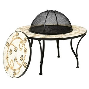 Outdoor  garden wrought iron mosaic fire pit table