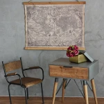 Pastoral Vintage Style Frame-free World Map Fabric Painting Wall Plaque