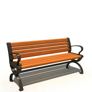 Patio bench with varnished hardwood slats