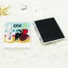 Personalized rectangle acrylic fridge magnet with thermometer and sand